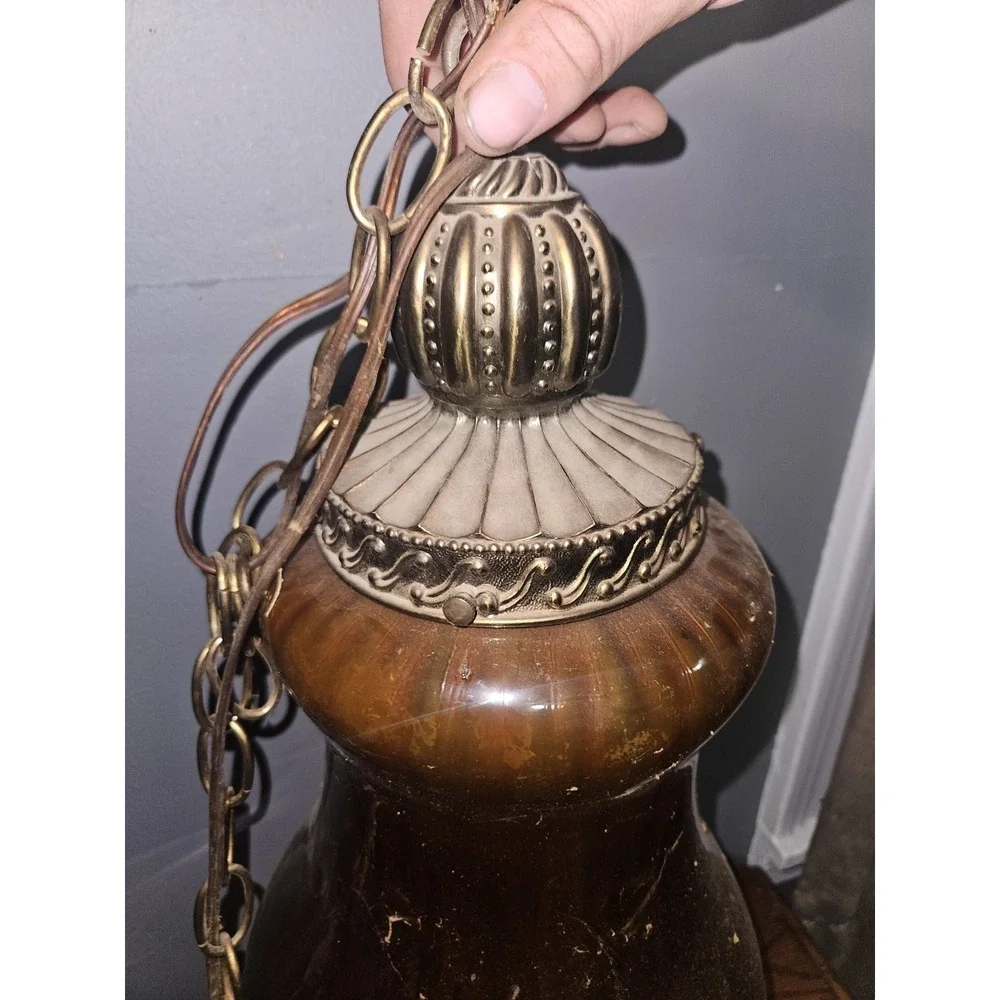 Stunning Vintage Amber Swag Light
